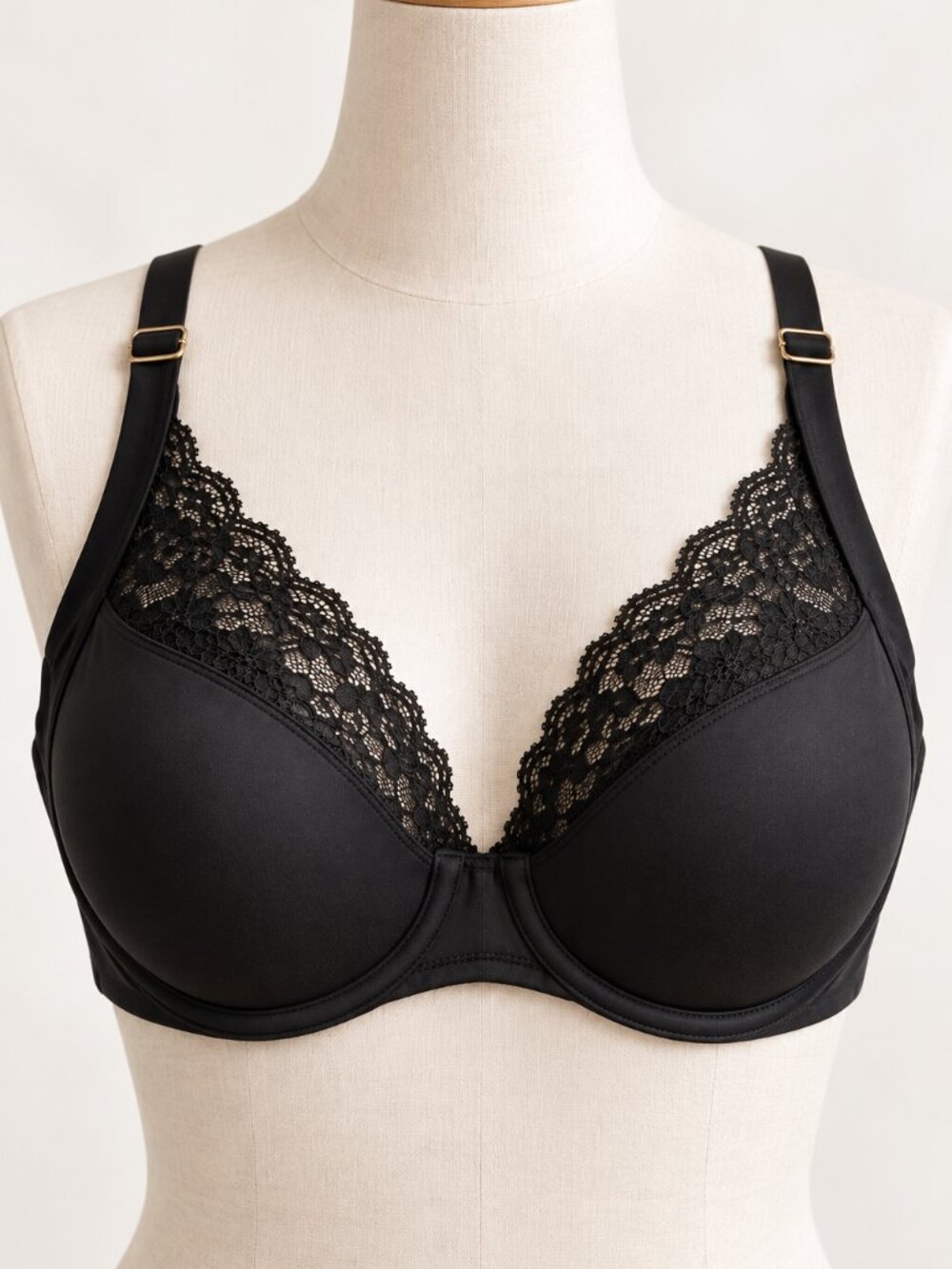 Soma Essential Lace Bra Womens 38DD Black Full Coverage Underwire Support